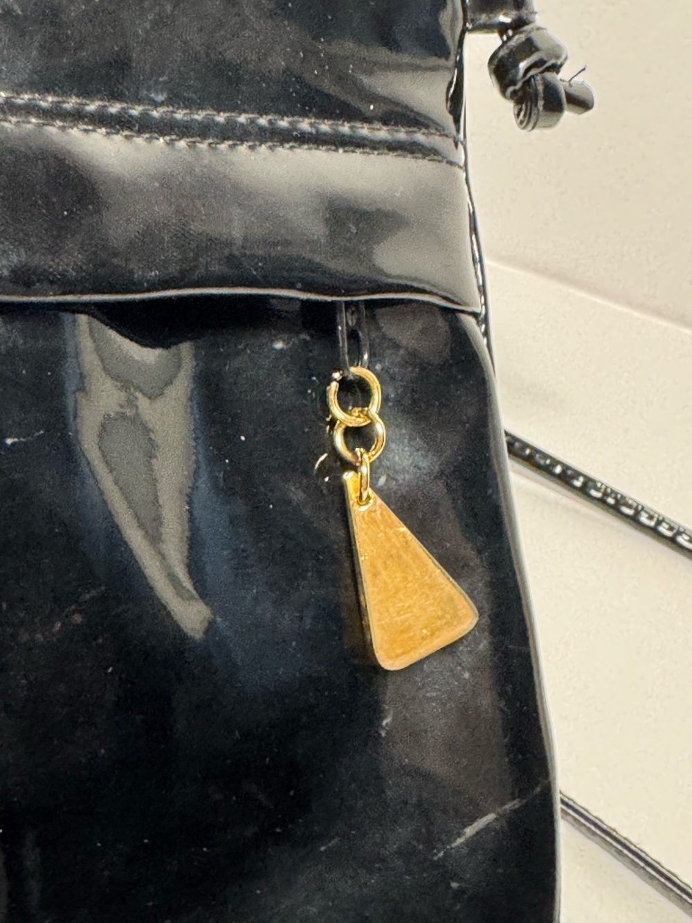 Bechamel Black Patent Leather Crossbody Bag Minimalist Glossy Shoulder Purse - Picture 3 of 11